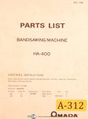 Amada-Amada HA-400, Band Saw Machine, Parts List Manual Year (1980)-HA-400-01